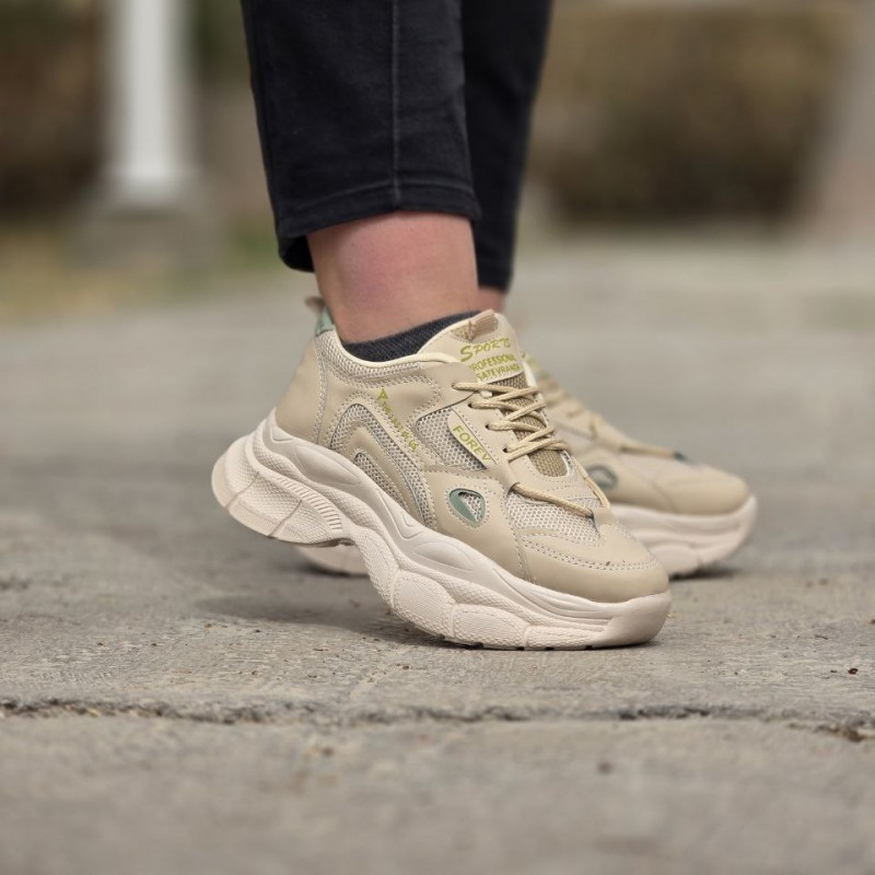 حراج بینظیر کفش اسپرت دخترانه زنانه مدل جدید FOREV  به روز  و جدید رنگ کرم سبز  باارسال رایگان