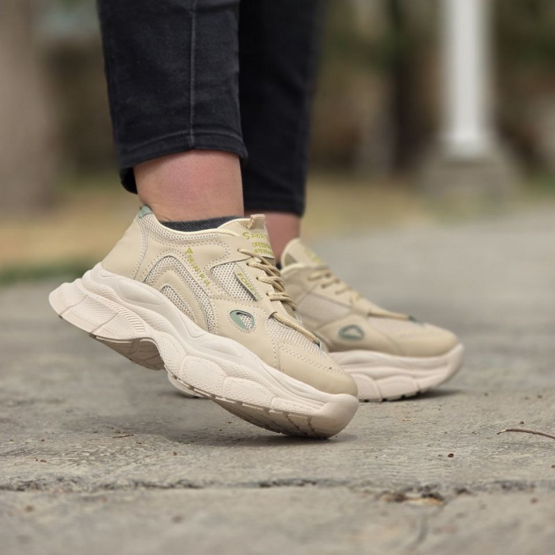 حراجییی فوق العاده کفش اسپرت دخترانه زنانه مدل جدید FOREV  کاملا زیبا و بادوام رنگ کرم سبز  باارسال رایگان