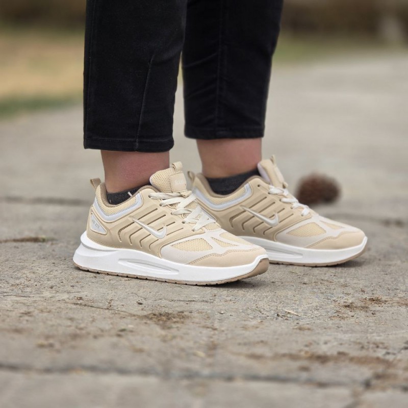 فروش ارزان کفش کتونی اسپرت دخترانه مدل رامیلا نایک جذااااب رنگ کرم سفید  باارسال رایگان