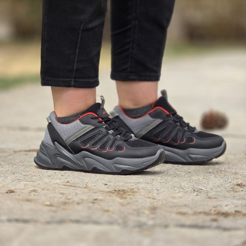 فروش استثنایی کفش کتونی اسپرت دخترانه مدل رامیلا با دوام بسیار بالا رنگ مشکی طوسی قرمز باارسال رایگان