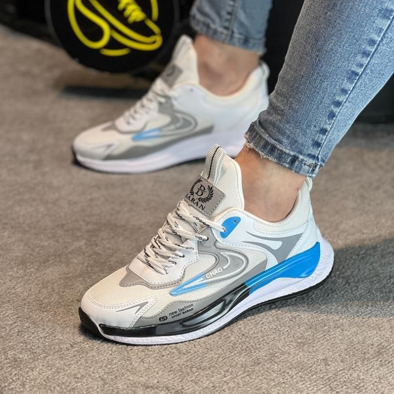 تخفیف فوق العاده کفش اسپرت مردانه پسرانه مدل نایک زیبا و بادوام رنگ سفید طوسی   باارسال رایگان