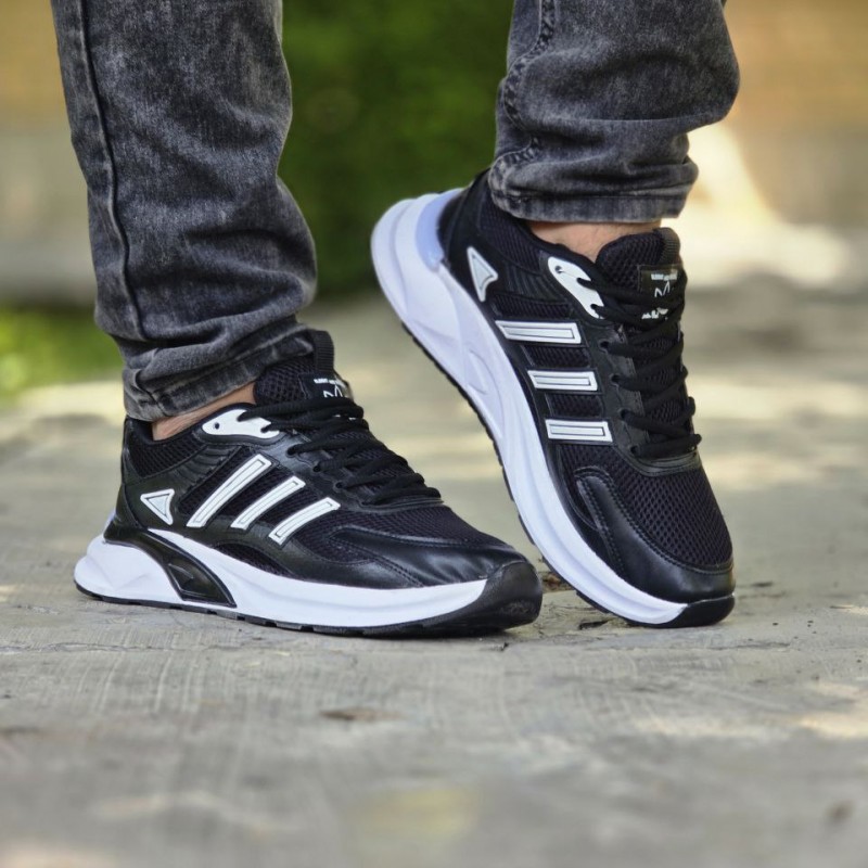 حراج شگفت انگیز کفش اسپرت مردانه پسرانه مدل ادیداس شیک و پرفروش   رنگ مشکی سفید ارسال رایگان