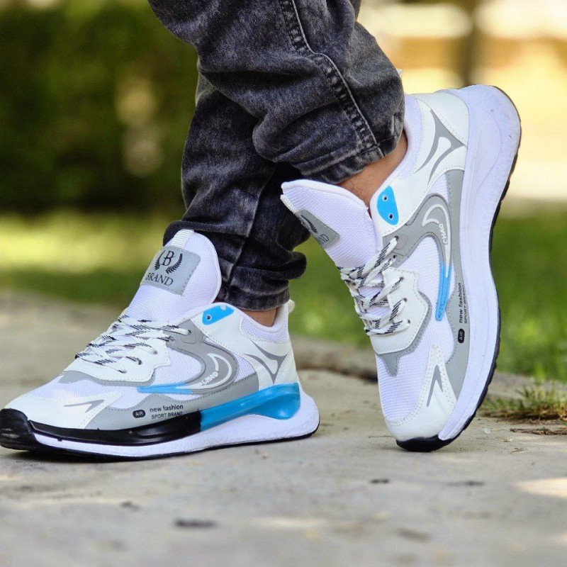 تخفیف فوق العاده کفش اسپرت مردانه پسرانه مدل نایک راحت  و زیبا رنگ سفید طوسی آبی   باارسال رایگان