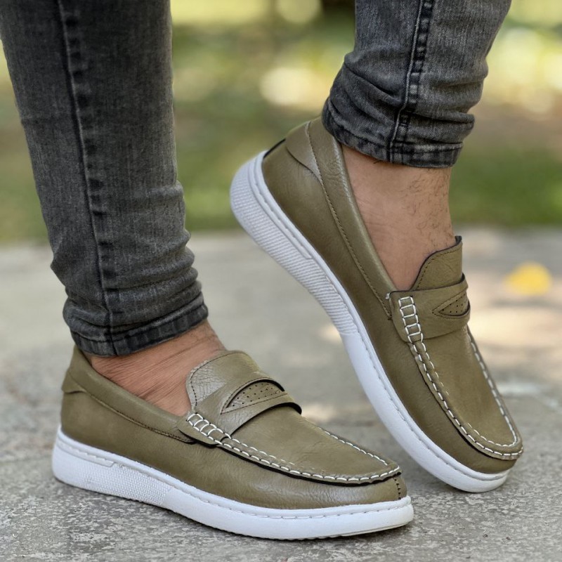 حراج فوق العاده  کفش  کالج مردانه فوق العاده زیبا و راحت  رنگ زیتونی ارسال رایگان