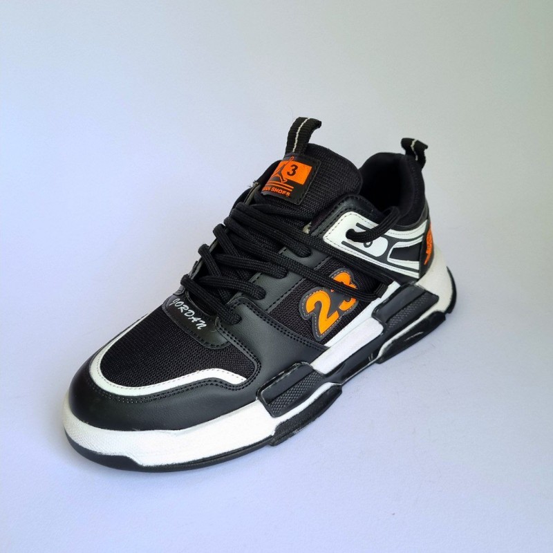 حراج کفش اسپرت مردانه پسرانه مدل جردن 23 رنگ مشکی سفید نارنجی پرطرفدار  با ارسال رایگان