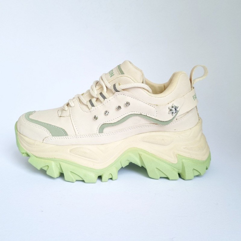 فروش بی نظیر کفش اسپرت دخترانه مدل فشیون بسیار خوش پا و عالی  رنگ کرم سبز باارسال رایگان