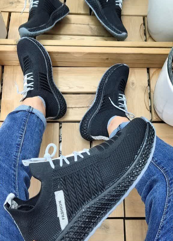 فروش شیک و باکیفیت کفش اسپرت زنانه و دخترانه  جورابی مدل fashion زیبا و جدید  رنگ مشکی طوسی باارسال رایگان کد 5060