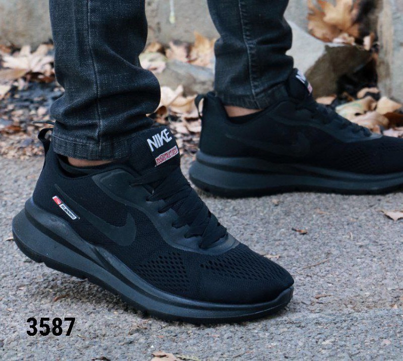 کفش اسپرت مردانه پسرانه مدل نایک زیره تزریق  رنگ مشکی تمام کد 3587