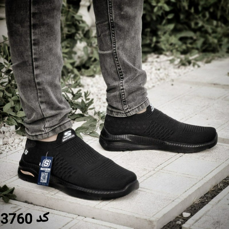 کفش طبی مردانه پسرانه مدل اسکیچرز رنگ مشکی تمام  خاص برای پیاده روی کد 3760