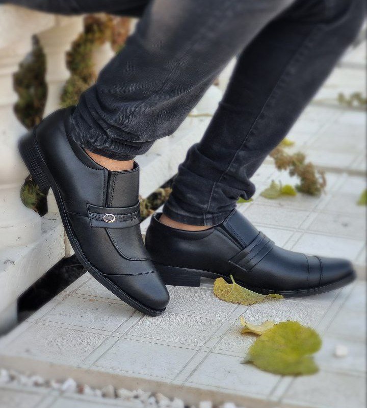 تخفیف عالی کفش مجلسی اداری مردانه پسرانه مدل جدید دوتیکه جذاب  رنگ مشکی