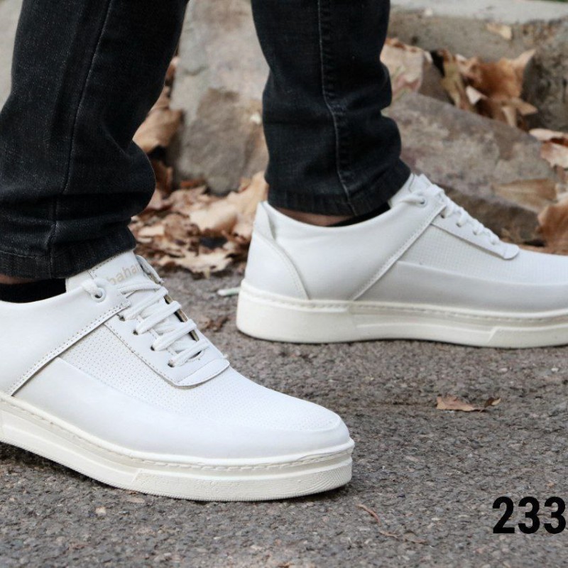 کفش اسپرت ونس  مردانه پسرانه مدل طبی بندی رویه چرم رنگ سفید تمام کد 2331