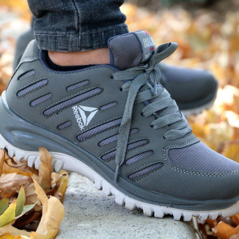 کفش کتونی اسپرت مردانه پسرانه مدل ریبو ک زیره تزریق رنگ طوسی کد 9999