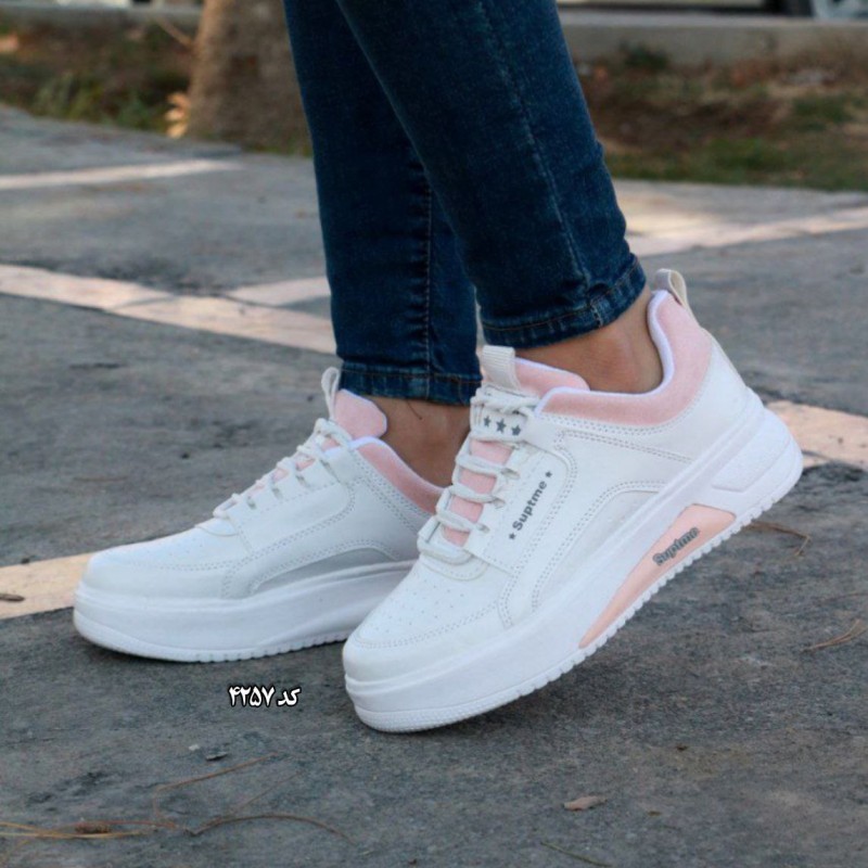 کفش اسپرت ونس دخترانه زنانه مدل suptme رنگ سفید صورتی کد 4257