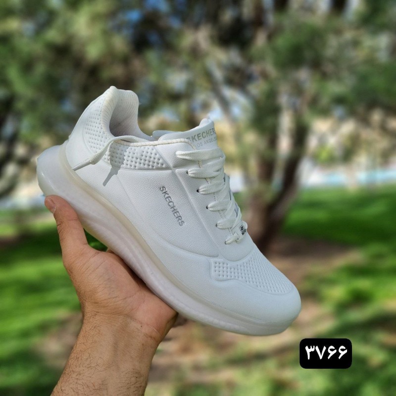 کفش کتونی اسپرت مردانه پسرانه مدل اسکیچرز زیره کپسولی  رنگ سفید کد 3766