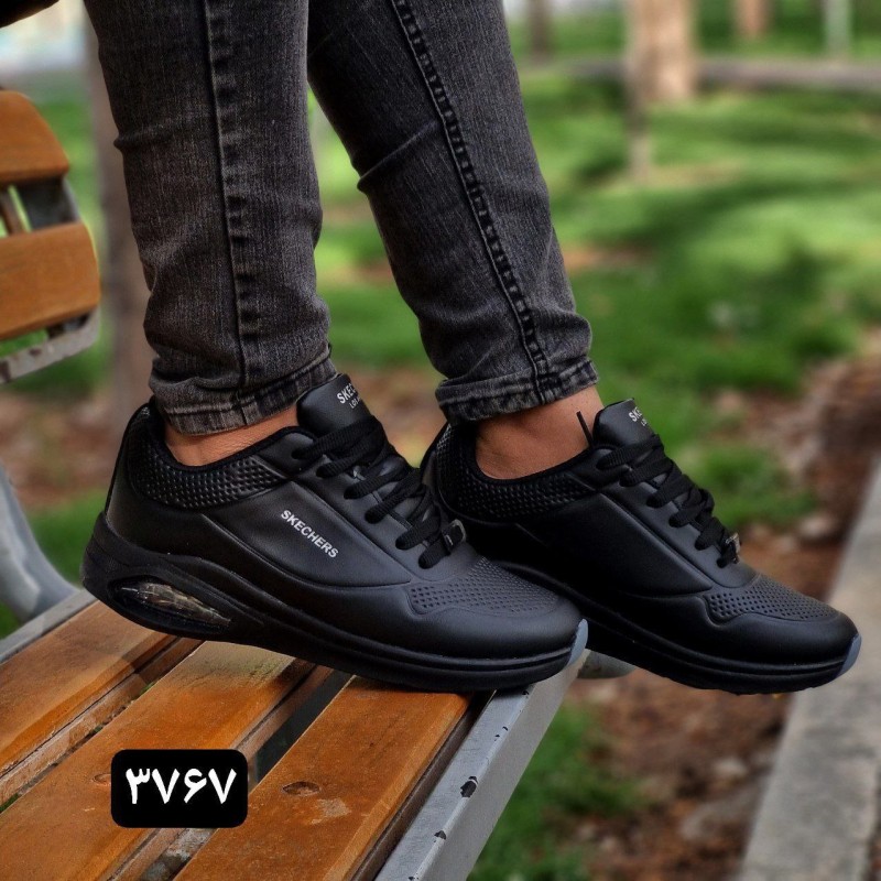 کفش کتونی اسپرت مردانه پسرانه مدل اسکیچرز زیره کپسولی  رنگ مشکی تمام کد 3767