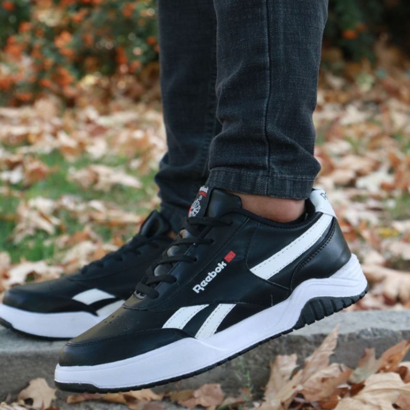 کفش اسپرت ونس  مردانه پسرانه مدل ریبوک رویه چرم رنگ مشکی سفید کد 3512