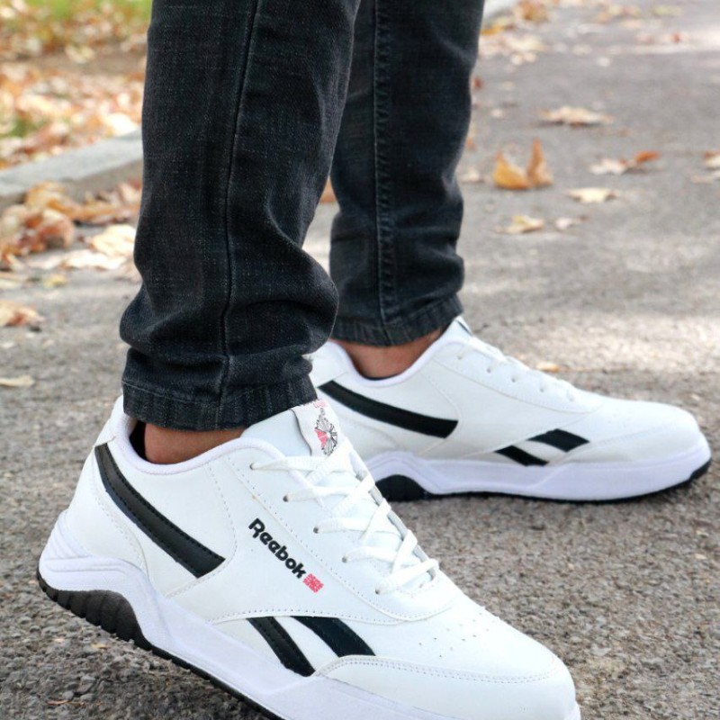 کفش اسپرت ونس  مردانه پسرانه مدل ریبوک رویه چرم رنگ سفید مشکی کد 3511