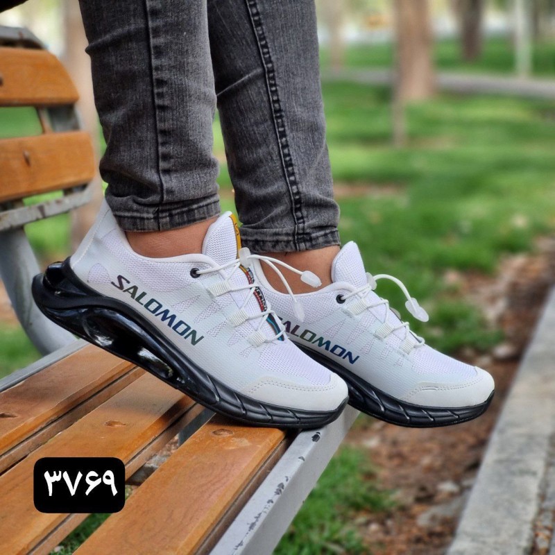 کفش اسپرت مردانه پسرانه مدل سالامون زیره تونلی رنگ سفید سبز آبی کد 3769