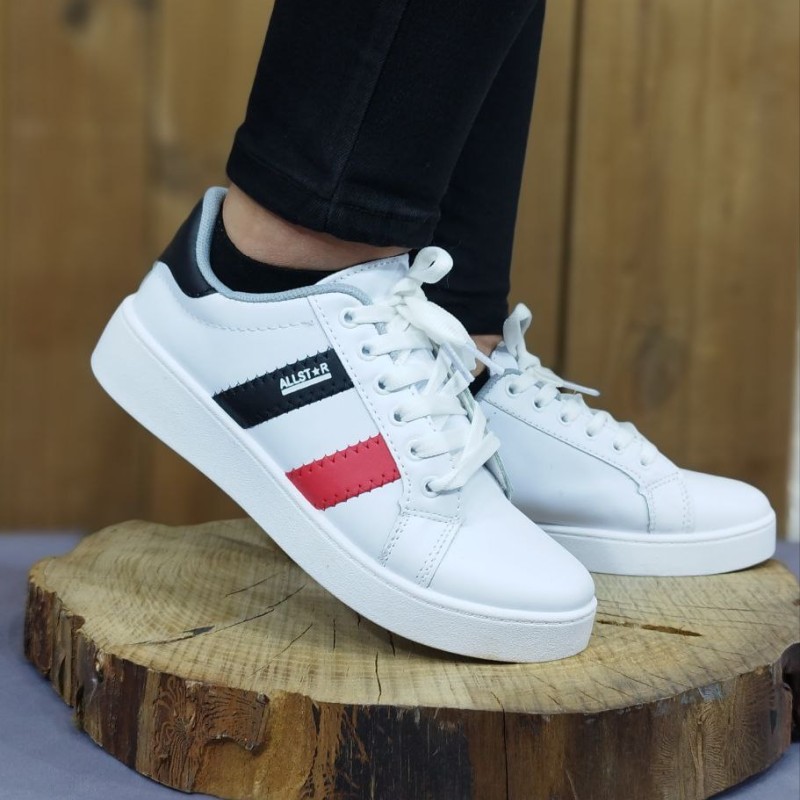 کفش اسپرت ونس دخترانه زنانه مدل فشیون رنگ سفید مشکی قرمز  با کیفیت