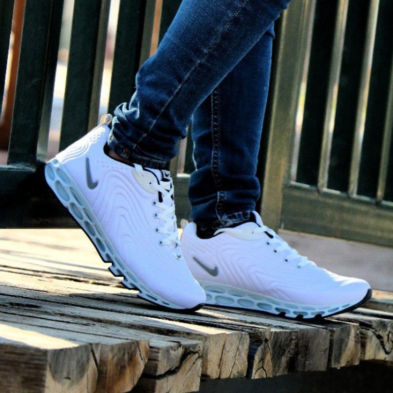 کفش اسپرت مردانه پسرانه مدل نایک رنگ سفید نایک طوسی  444
