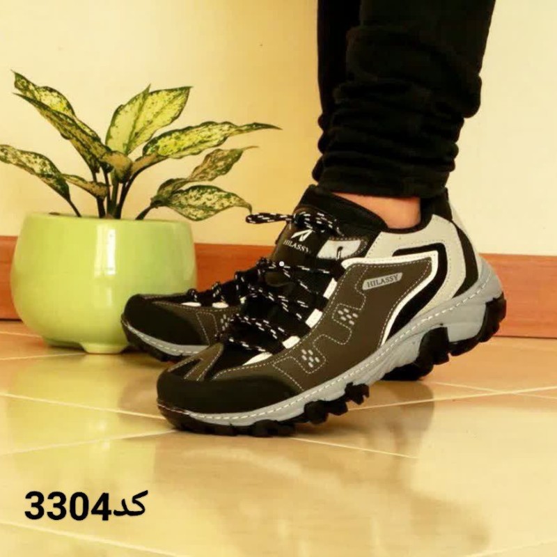 کفش کتونی اسپرت مردانه و پسرانه مدل هیلاسی رنگ طوسی سفید 3304