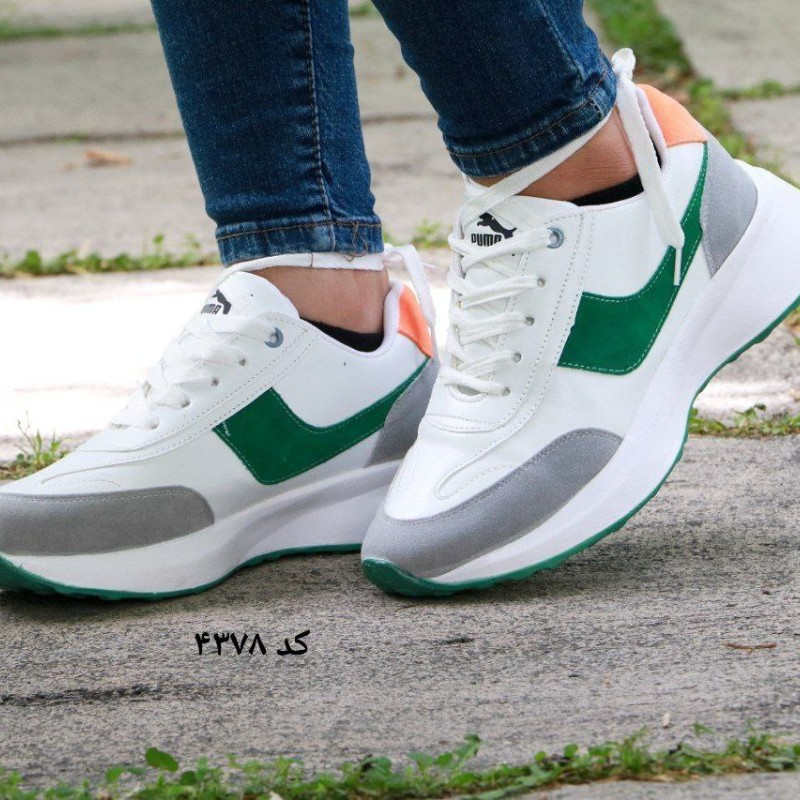 کفش اسپرت دخترانه و زنانه مدل جدید رنگ سفید سبز کد 4378