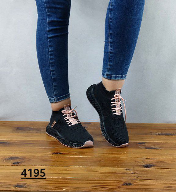 کفش اسپرت دخترانه و زنانه مدل جورابی رنگ مشکی صورتی کد 4195