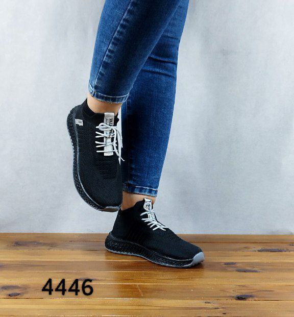 کفش اسپرت دخترانه و زنانه مدل جورابی رنگ مشکی طوسی کد 4446