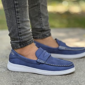 فروش فوق العاده کفش  کالج مردانه شیییک و با کیفت  رنگ ابی زیره سفید