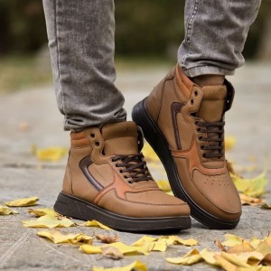 تخفیف ویژه نیم بوت مردانه و پسرانه  رنگ قهوه ای زیره پیو بی نظیر و زیبا با ارسال رایگان
