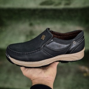 کفش اداری مجلسی طبی مردانه پسرانه مدل CAT زیره دورنگ مشکی کد 2020