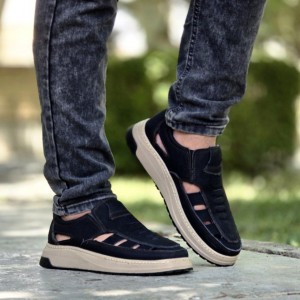 فروش بادوام کفش تابستانه مردانه منحصربفرد رنگ مشکی باارسال رایگان