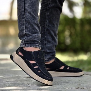 فروش بادوام کفش تابستانه مردانه منحصربفرد رنگ مشکی باارسال رایگان