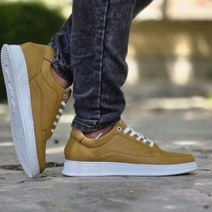 حراج فوق العاده  کفش اسپرت مردانه پسرانه  مدل ونس  شیک و زیبا  رنگ خردلی ارسال رایگان