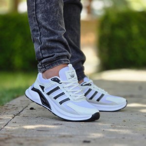 حراج شگفت انگیز کفش اسپرت مردانه پسرانه مدل ادیداس شیک و پرفروش   رنگ مشکی سفید ارسال رایگان