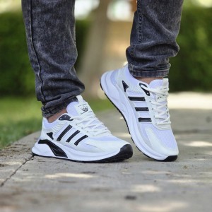 حراج شگفت انگیز کفش اسپرت مردانه پسرانه مدل ادیداس شیک و پرفروش   رنگ مشکی سفید ارسال رایگان