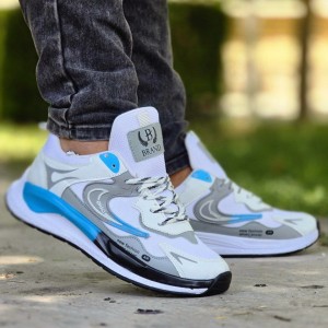 تخفیف فوق العاده کفش اسپرت مردانه پسرانه مدل نایک زیبا و بادوام رنگ سفید طوسی   باارسال رایگان