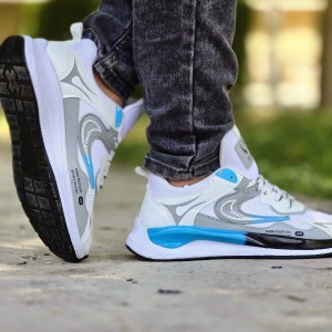 تخفیف فوق العاده کفش اسپرت مردانه پسرانه مدل نایک زیبا و بادوام رنگ سفید طوسی   باارسال رایگان