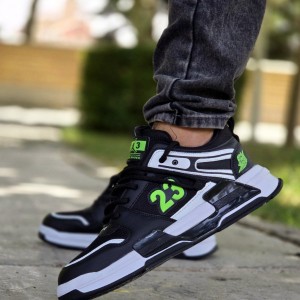 حراج بی نظیر  کفش اسپرت مردانه پسرانه مدل جردن 23 رنگ مشکی سبز    زیره سفید  باکیفیت   با ارسال رایگان