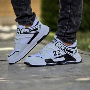 تخفیف استثنایی کفش اسپرت مردانه پسرانه مدل جردن 23 رنگ سفید طوسی   زیبا و خاص با ارسال رایگان