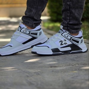 تخفیف استثنایی کفش اسپرت مردانه پسرانه مدل جردن 23 رنگ سفید طوسی   زیبا و خاص با ارسال رایگان
