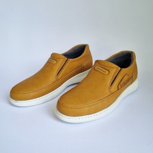 فروش واقعی  کفش مجلسی اداری مردانه پسرانه  شیک و به روز رنگ خردلی  باارسال رایگان