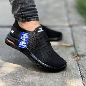 حراج فوق العاده  کفش اسکیچرز مردانه طبی زیبا و بادوام رنگ مشکی باارسال رایگان