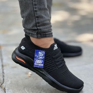 حراج فوق العاده  کفش اسکیچرز مردانه طبی زیبا و بادوام رنگ مشکی باارسال رایگان