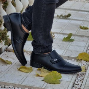 حراج فوق العاده کفش مجلسی اداری مردانه پسرانه مدل جدید خط دار  رنگ مشکی