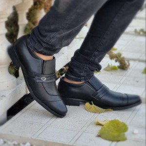 تخفیف عالی کفش مجلسی اداری مردانه پسرانه مدل جدید دوتیکه جذاب  رنگ مشکی