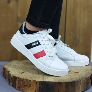 کفش اسپرت ونس دخترانه زنانه مدل فشیون رنگ سفید مشکی قرمز  با کیفیت