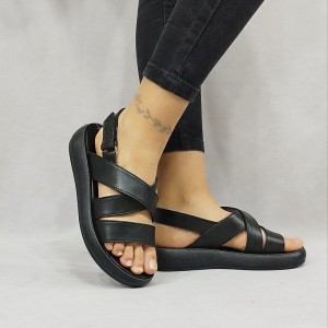 حراج ویژه کفش صندل تابستانه زنانه دخترانه مدل طبی چسبی  رنگ مشکی