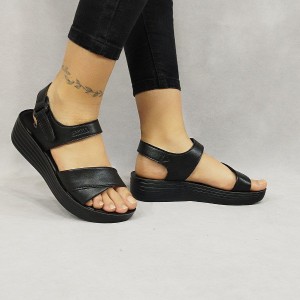 کفش صندل تابستانه زنانه دخترانه مدل طبی چسبی رنگ مشکی