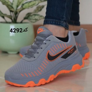 کفش کتونی اسپرت دخترانه زنانه مدل نایک  رنگ طوسی نارنجی4292